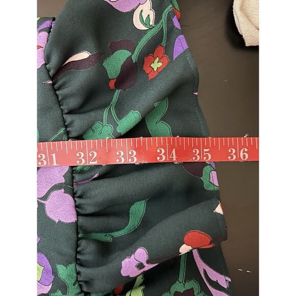 Kate Spade Fleur Nouveau Mini Dress Smocked Ruffle Green Women Size 4 Brunch - Picture 7 of 7